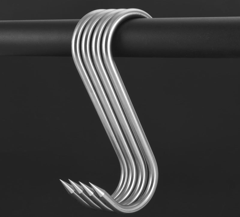 HONSHEN 8 Inch Meat Hook,8mm Heavy Duty S-Hooks Stainless Steel Meat Processing Butcher Hook (Meat Hooks 8inch8mm4p) - Image 2